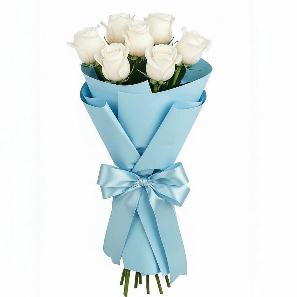 Букет 7 белых роз Проуд в Курждипскую