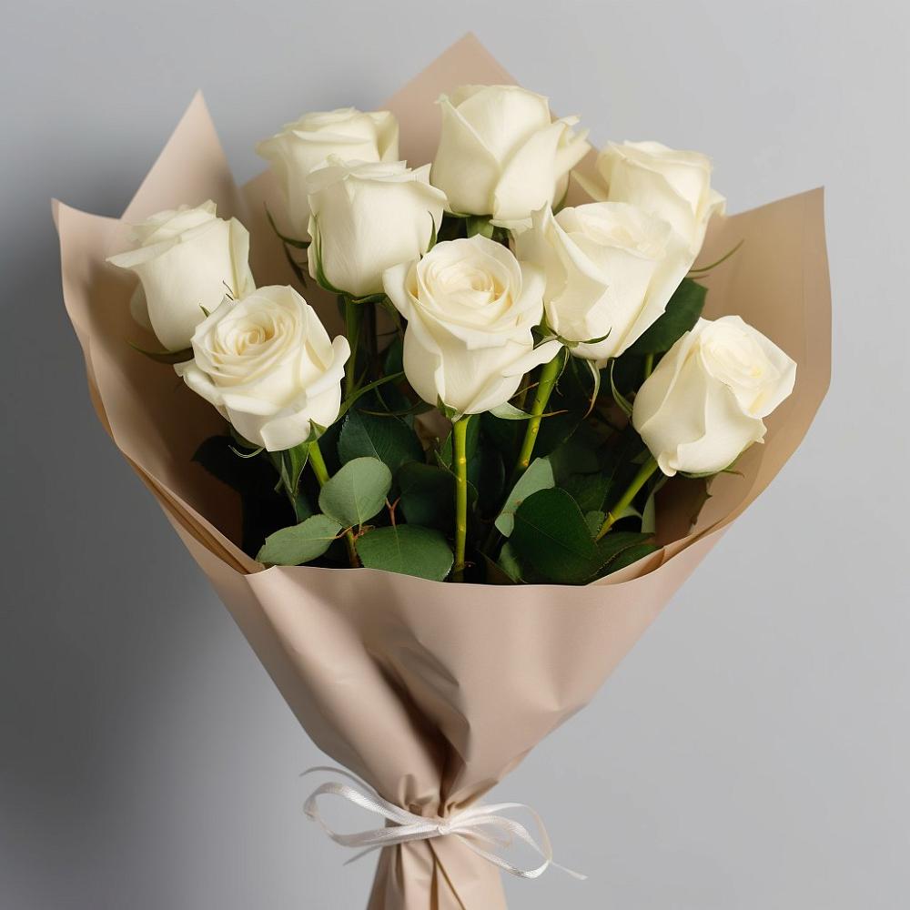 Букет 9 Белых роз Эдлесс Лав в Курждипскую