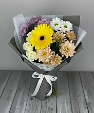 Букет цветов из:  Розы, Герберы и Хризантемы #REPLACE_PRED# Курждипскую