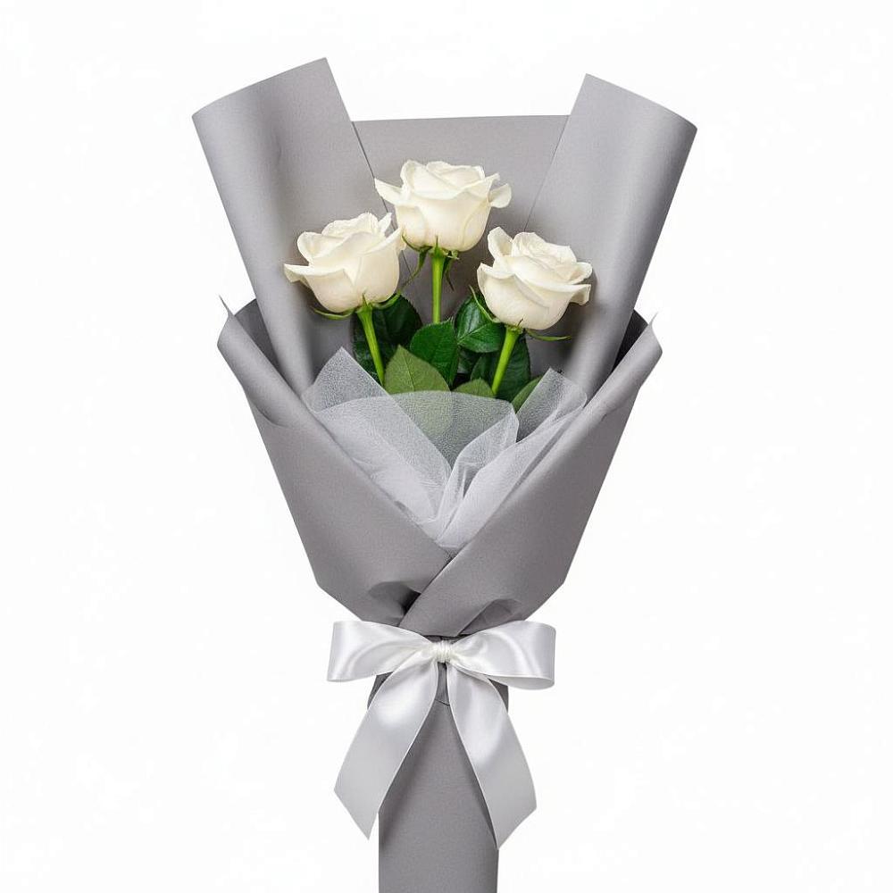 Букет 3 белые розы в Курждипскую
