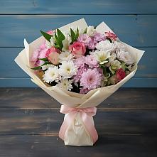 Букет цветов из:  Хризантемы, Альстромерии и Розы в Курждипскую