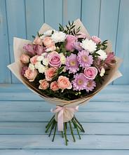 Букет цветов из:  Хризантемы, Розы и Альстромерии в Курждипскую