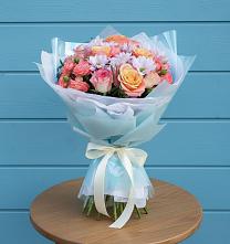 Букет цветов из:  Хризантемы и Розы в Курждипскую