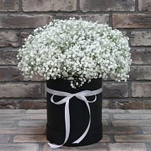 Цветочная композиция из Гипсофила в шляпной коробке в Курждипскую