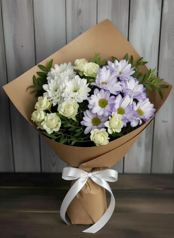 Букет цветов из: Хризантемы и Розы в Курждипскую